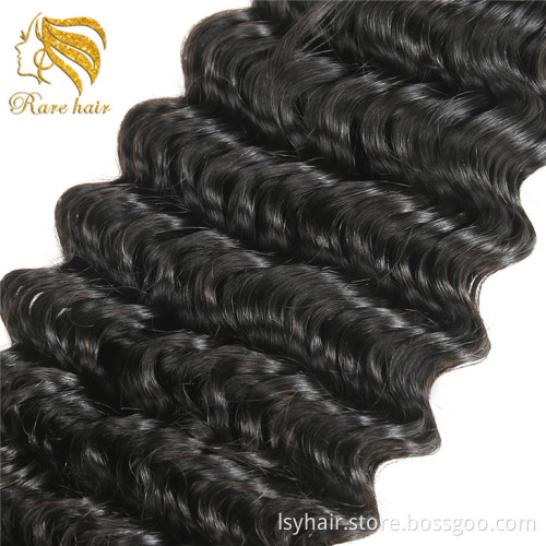 Malaysian Human Hair 9A Deep Curly Bundle Hair Extension, 4 Bundles Brazilian Angel Trio Body Wave Bundles